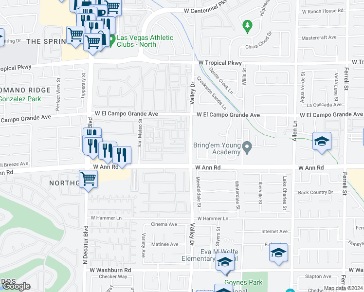 map of restaurants, bars, coffee shops, grocery stores, and more near 4320 Hera Temple Avenue in North Las Vegas