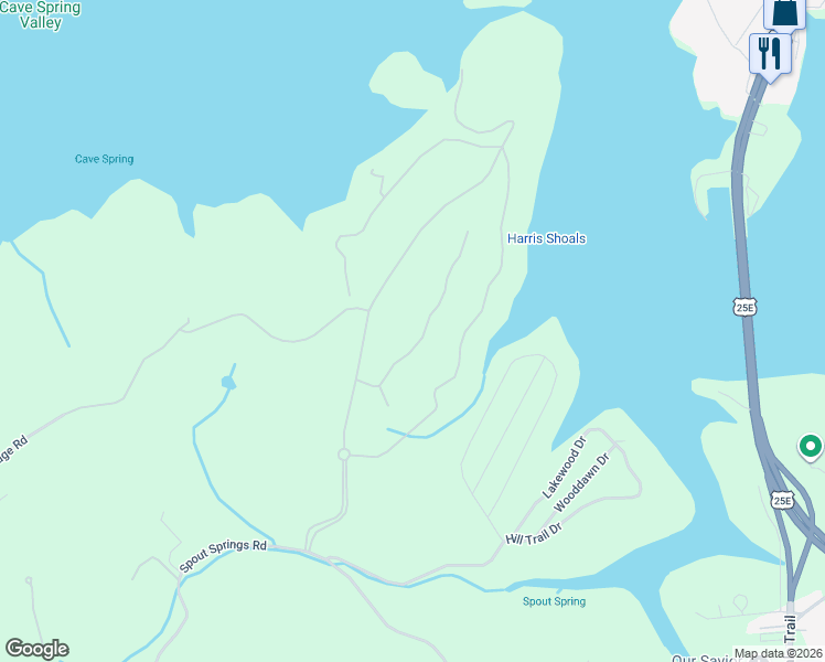 map of restaurants, bars, coffee shops, grocery stores, and more near 2417 Starboard Crest Road in Morristown