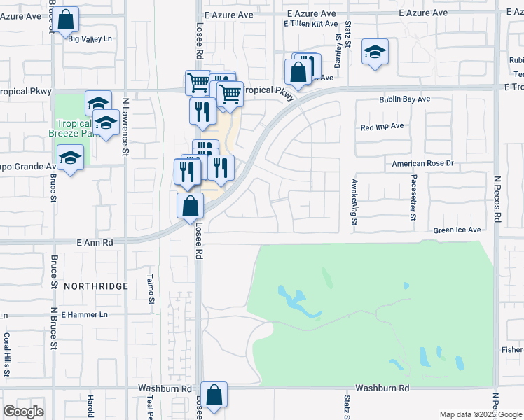 map of restaurants, bars, coffee shops, grocery stores, and more near 5646 Saint Alias Street in North Las Vegas