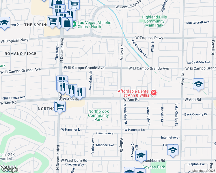 map of restaurants, bars, coffee shops, grocery stores, and more near 4356 Hera Temple Avenue in North Las Vegas