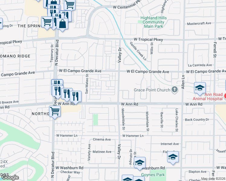map of restaurants, bars, coffee shops, grocery stores, and more near 4320 Hera Temple Avenue in North Las Vegas