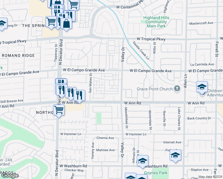 map of restaurants, bars, coffee shops, grocery stores, and more near 4344 Hera Temple Avenue in North Las Vegas