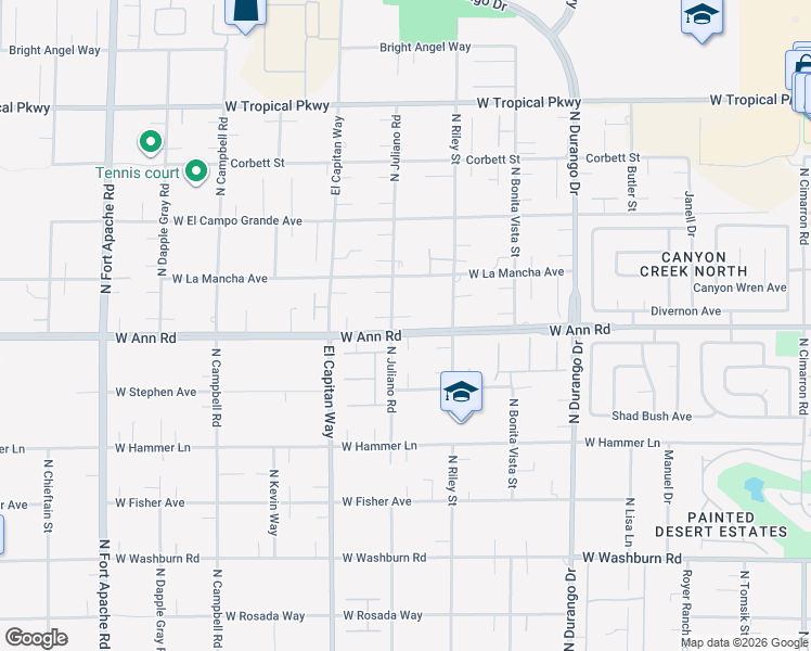 map of restaurants, bars, coffee shops, grocery stores, and more near 5610 North Juliano Road in Las Vegas