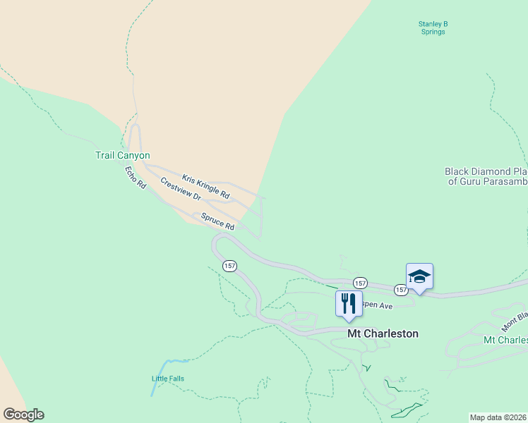 map of restaurants, bars, coffee shops, grocery stores, and more near 246 Seven Dwarfs Road in Mount Charleston