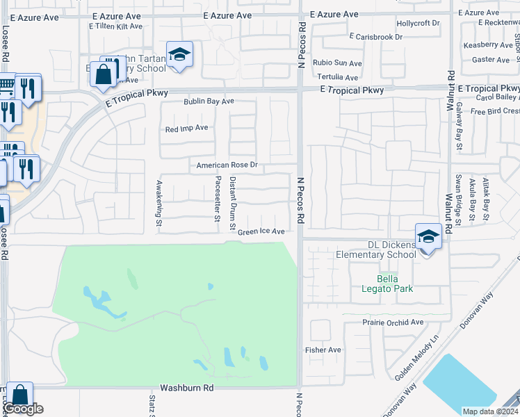 map of restaurants, bars, coffee shops, grocery stores, and more near 3313 Carefree Beauty Avenue in North Las Vegas