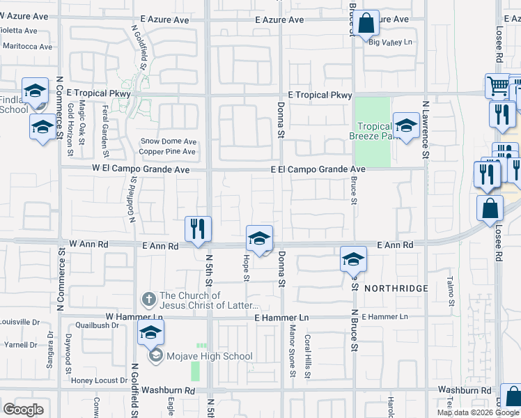 map of restaurants, bars, coffee shops, grocery stores, and more near 795 Calm Crystal Court in North Las Vegas