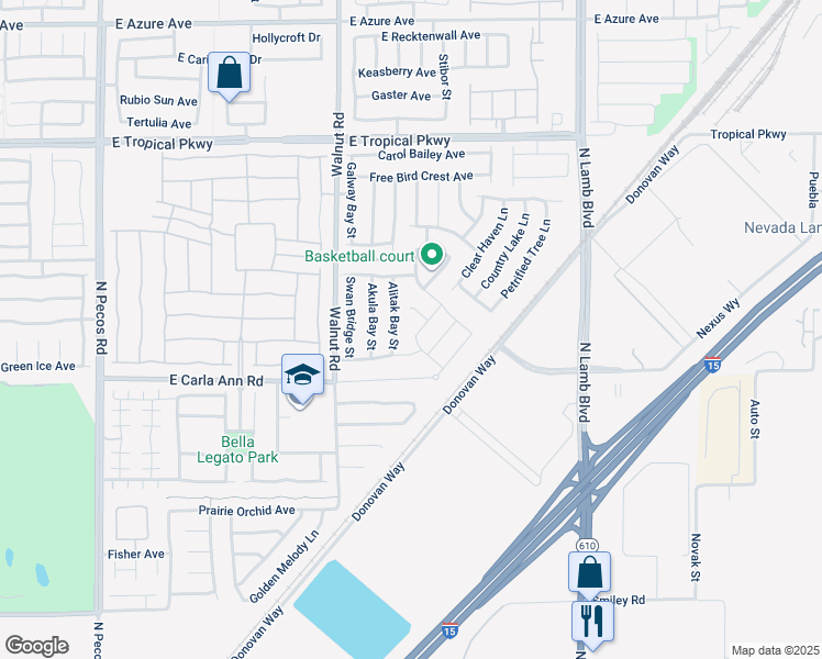 map of restaurants, bars, coffee shops, grocery stores, and more near 4016 Mills Bay Lane in North Las Vegas