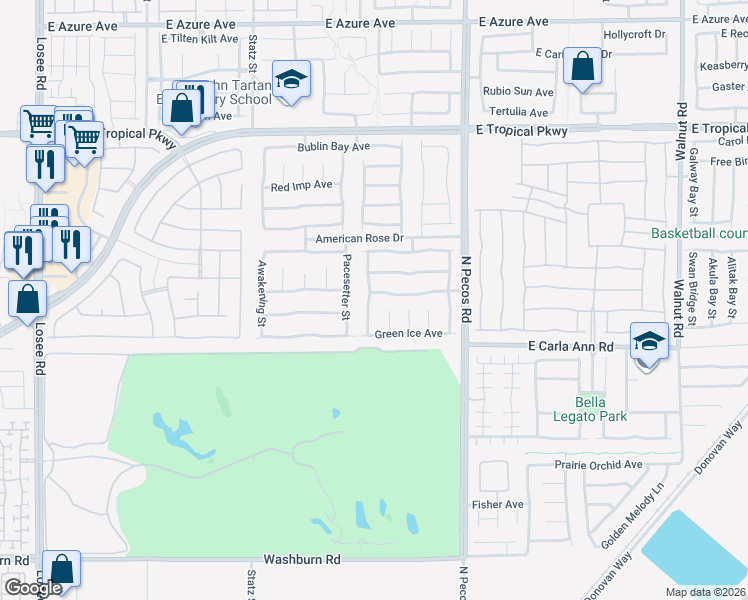 map of restaurants, bars, coffee shops, grocery stores, and more near 5612 Distant Drum Street in North Las Vegas