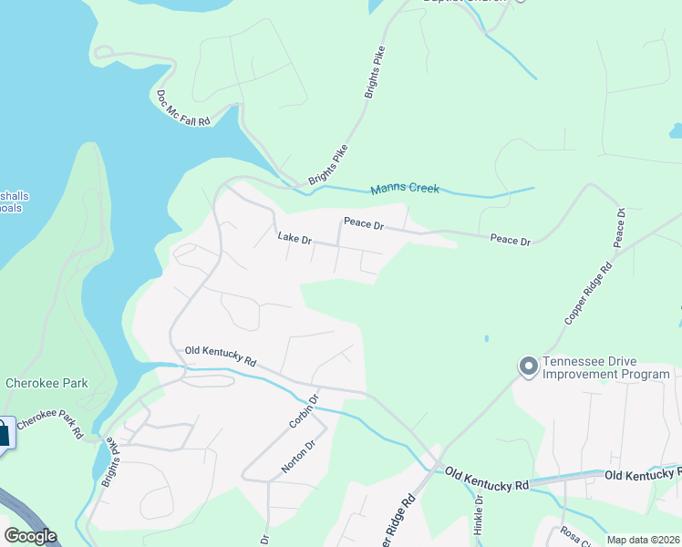 map of restaurants, bars, coffee shops, grocery stores, and more near 2620 Oakcrest Drive in Morristown