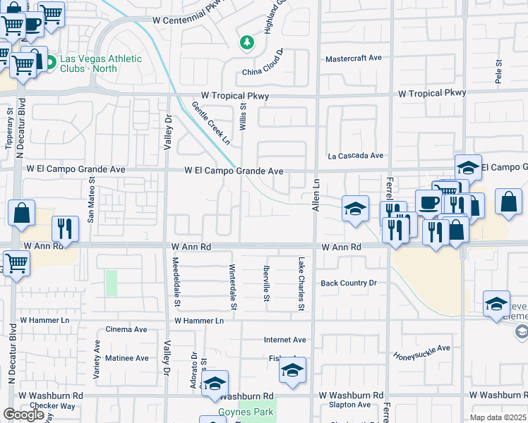 map of restaurants, bars, coffee shops, grocery stores, and more near 5708 Wishing Coin Court in North Las Vegas