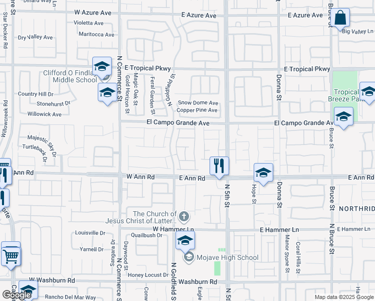 map of restaurants, bars, coffee shops, grocery stores, and more near 5658 Adobe Jack Street in North Las Vegas