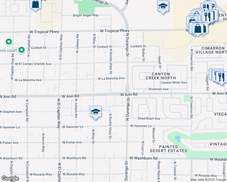 map of restaurants, bars, coffee shops, grocery stores, and more near 5665 Adavan in Las Vegas