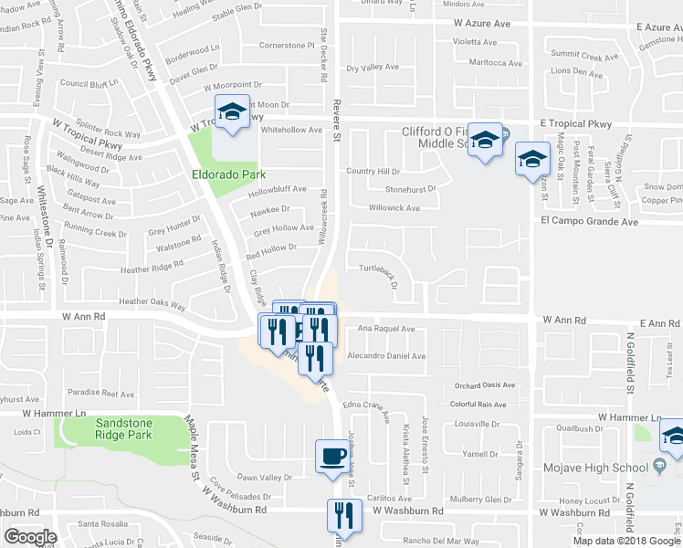 map of restaurants, bars, coffee shops, grocery stores, and more near 5705 North Wizard Wand Street in North Las Vegas