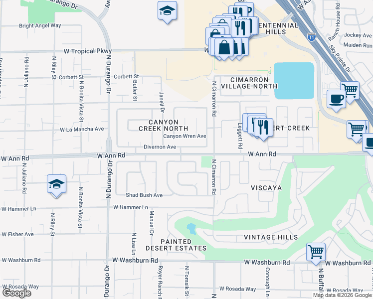 map of restaurants, bars, coffee shops, grocery stores, and more near 8025 Canyon Wren Avenue in Las Vegas