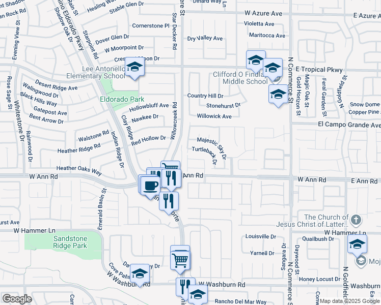 map of restaurants, bars, coffee shops, grocery stores, and more near 729 Turtleback Drive in North Las Vegas