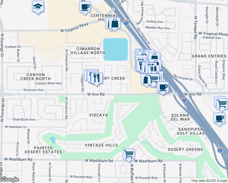 map of restaurants, bars, coffee shops, grocery stores, and more near 5600 Bolton Bay Way in Las Vegas