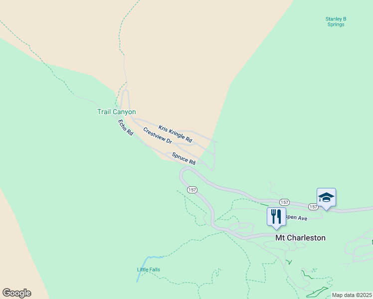 map of restaurants, bars, coffee shops, grocery stores, and more near 306 Crestview Drive in Mount Charleston