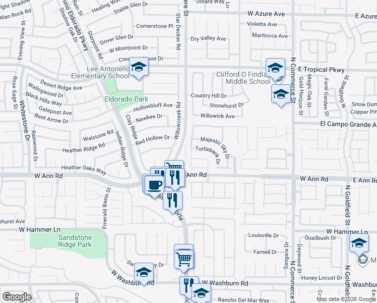 map of restaurants, bars, coffee shops, grocery stores, and more near 5705 North Wizard Wand Street in North Las Vegas