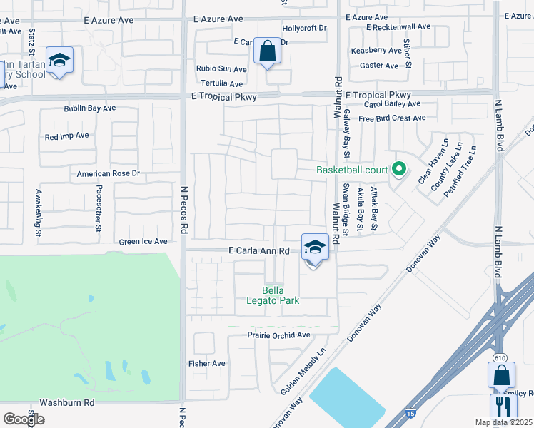 map of restaurants, bars, coffee shops, grocery stores, and more near 3709 Corte Bella Hills Avenue in North Las Vegas