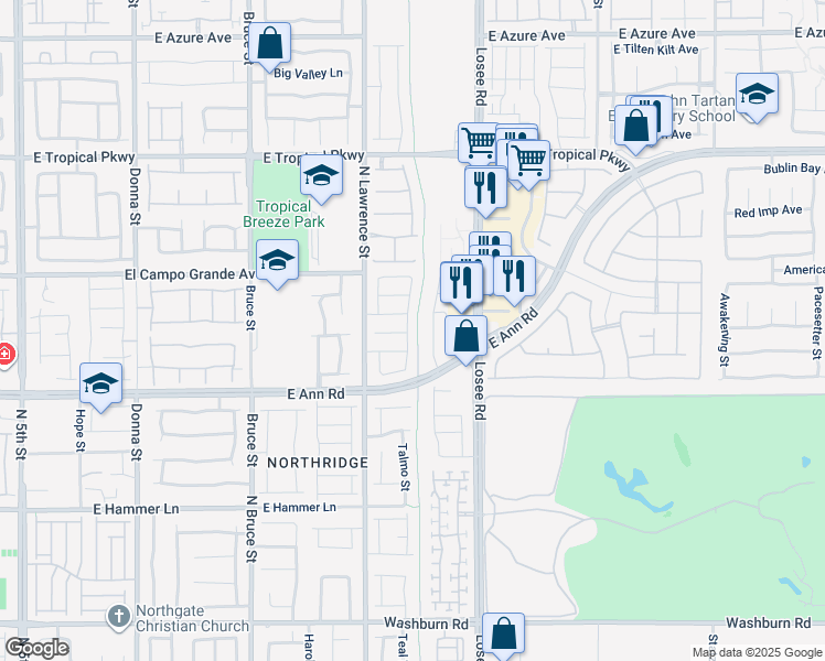 map of restaurants, bars, coffee shops, grocery stores, and more near 5721 Ingleside Street in North Las Vegas
