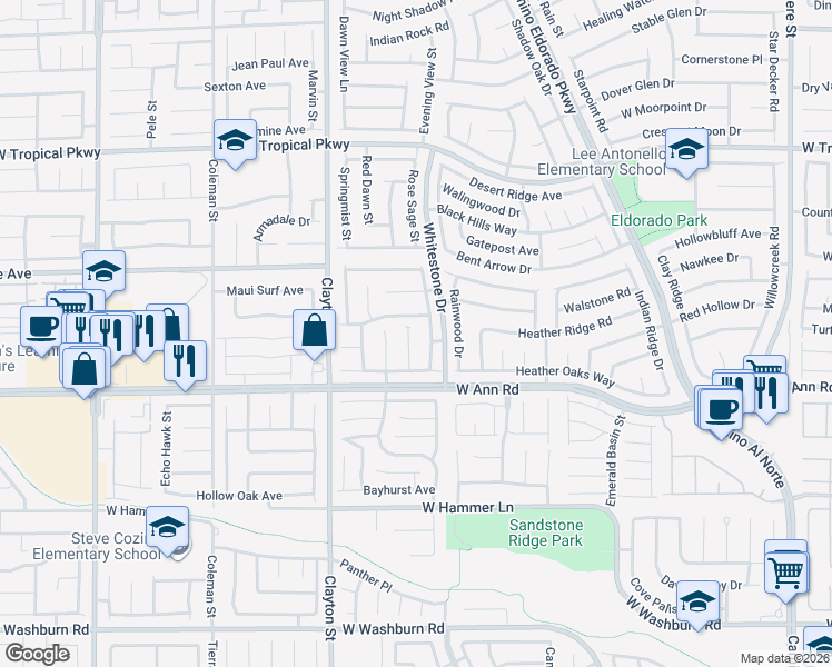 map of restaurants, bars, coffee shops, grocery stores, and more near 5702 Indian Springs Street in North Las Vegas