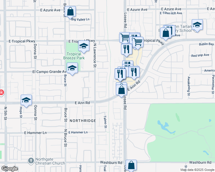 map of restaurants, bars, coffee shops, grocery stores, and more near 5721 Ingleside Street in North Las Vegas
