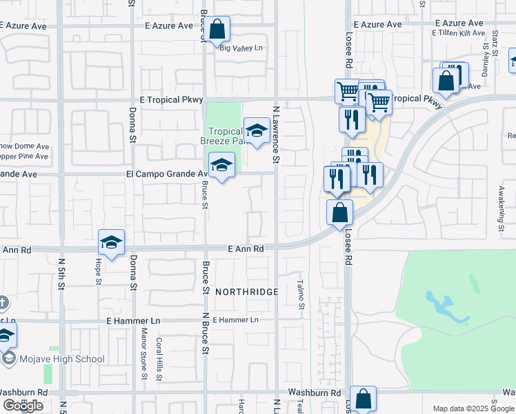 map of restaurants, bars, coffee shops, grocery stores, and more near 5716 Breezy Wind Court in North Las Vegas