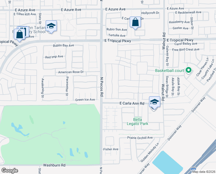 map of restaurants, bars, coffee shops, grocery stores, and more near 5658 Pleasant Palms Street in North Las Vegas
