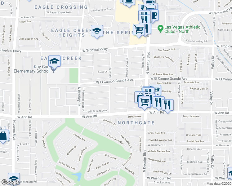 map of restaurants, bars, coffee shops, grocery stores, and more near 5728 Twilight Chase Street in Las Vegas