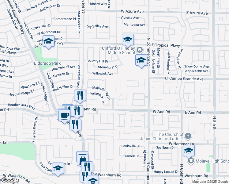 map of restaurants, bars, coffee shops, grocery stores, and more near 5725 North Copper Sun Court in North Las Vegas