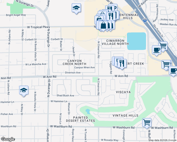 map of restaurants, bars, coffee shops, grocery stores, and more near 8020 Divernon Avenue in Las Vegas