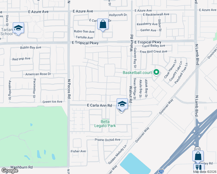map of restaurants, bars, coffee shops, grocery stores, and more near 3736 Corte Bella Hills Avenue in North Las Vegas