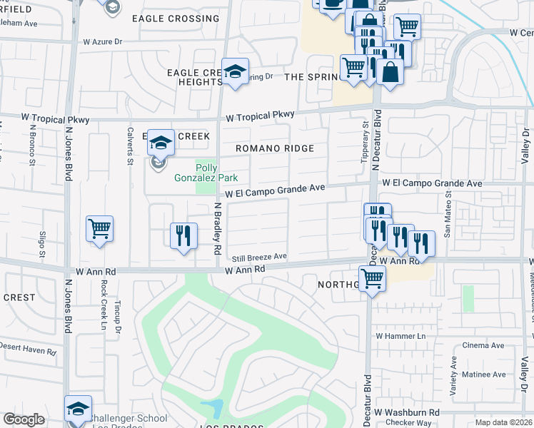 map of restaurants, bars, coffee shops, grocery stores, and more near 5208 Ruffled Grouse Court in Las Vegas