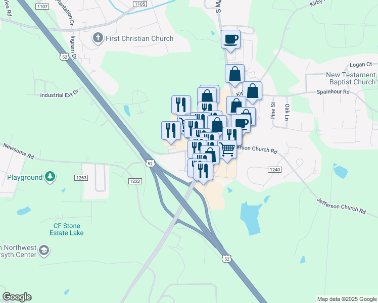 map of restaurants, bars, coffee shops, grocery stores, and more near 100 5 Forks Street in King