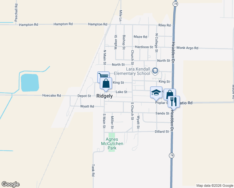 map of restaurants, bars, coffee shops, grocery stores, and more near in Ridgely