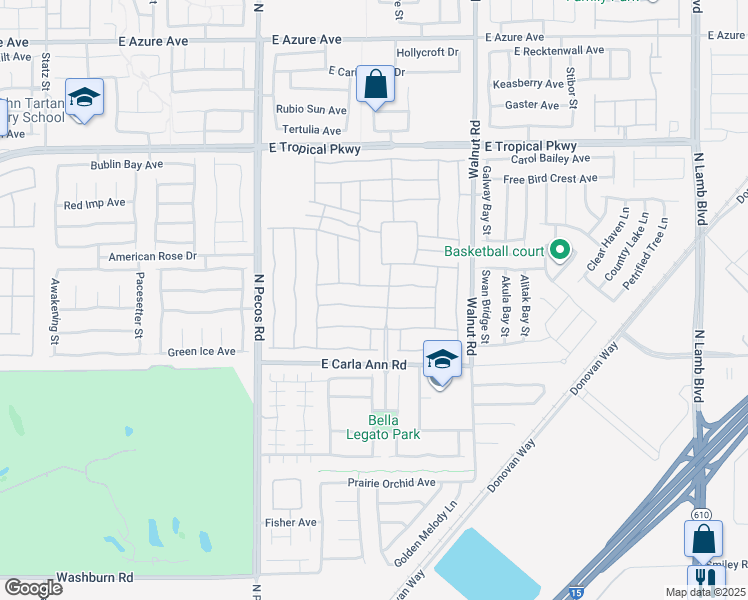 map of restaurants, bars, coffee shops, grocery stores, and more near 3708 Corte Bella Hills Avenue in North Las Vegas