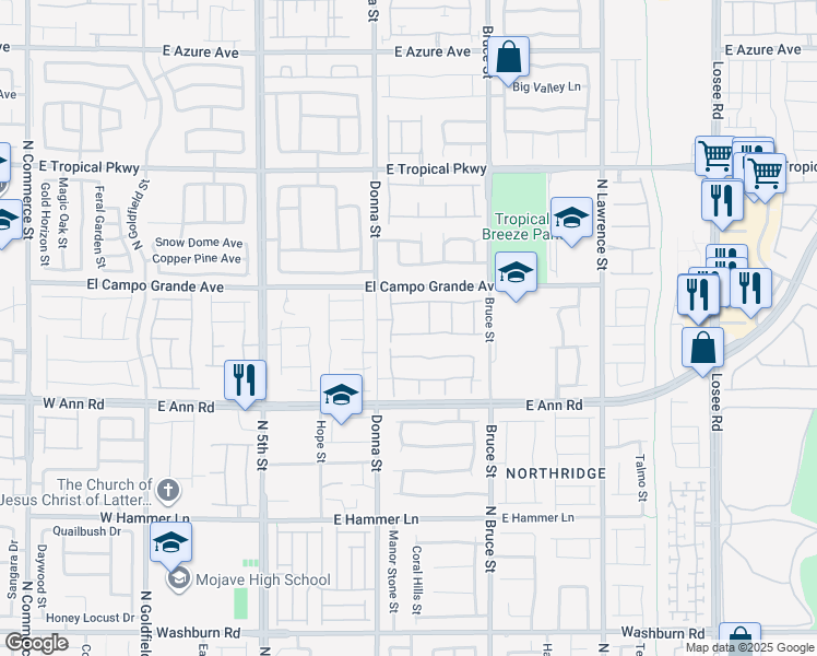 map of restaurants, bars, coffee shops, grocery stores, and more near 5717 Saltrock Grove Street in North Las Vegas