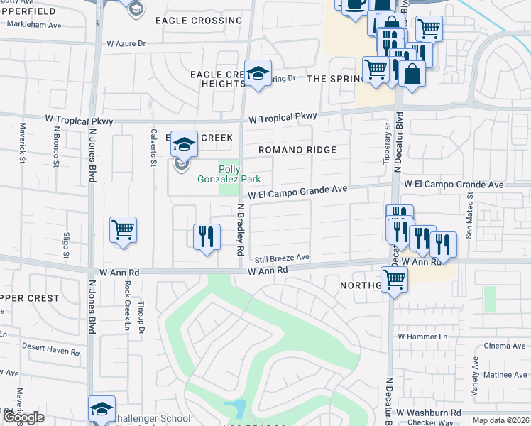 map of restaurants, bars, coffee shops, grocery stores, and more near 5316 Sly Fox Court in Las Vegas