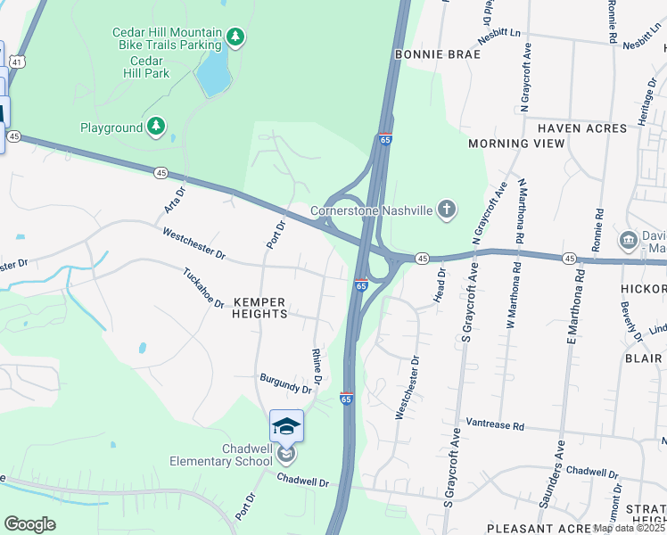 map of restaurants, bars, coffee shops, grocery stores, and more near 105 Rhine Drive in Madison