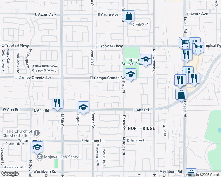 map of restaurants, bars, coffee shops, grocery stores, and more near 1110 Crystal Grotto Ave in North Las Vegas