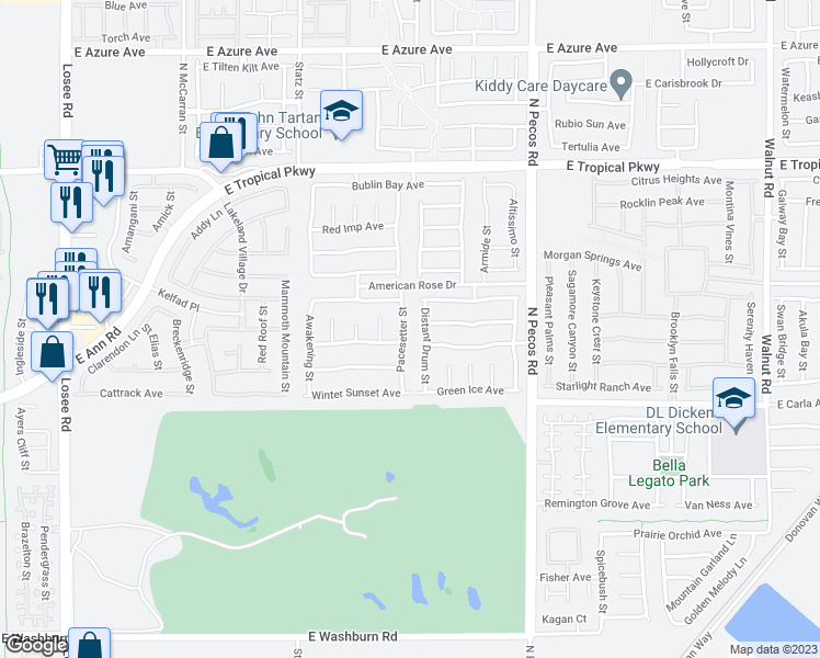 map of restaurants, bars, coffee shops, grocery stores, and more near 5712 Pacesetter Street in North Las Vegas