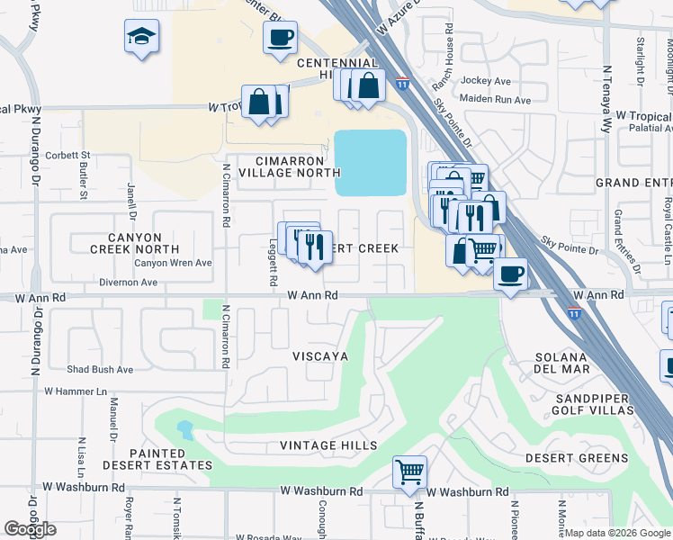 map of restaurants, bars, coffee shops, grocery stores, and more near 7725 Beach Falls Ct in Las Vegas