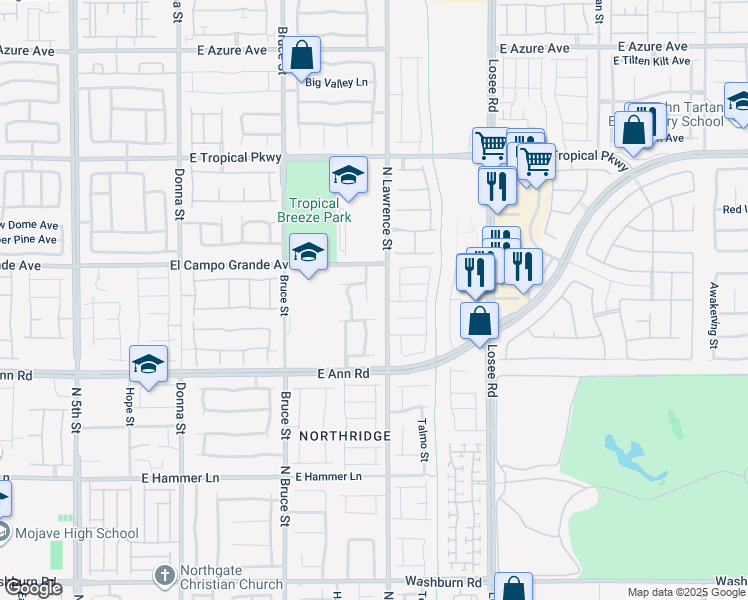 map of restaurants, bars, coffee shops, grocery stores, and more near 5716 Breezy Wind Court in North Las Vegas