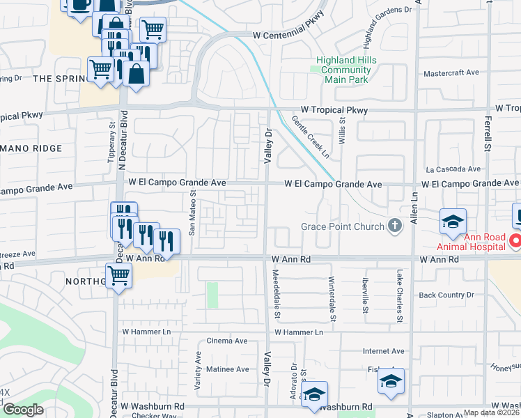 map of restaurants, bars, coffee shops, grocery stores, and more near 5724 Ancient Agora Street in North Las Vegas