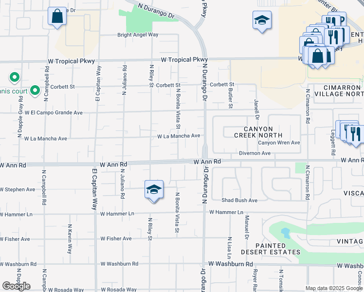 map of restaurants, bars, coffee shops, grocery stores, and more near 5665 Adavan in Las Vegas