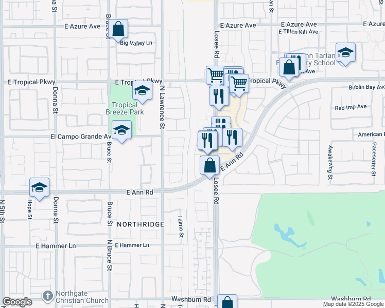 map of restaurants, bars, coffee shops, grocery stores, and more near 5721 Ingleside Street in North Las Vegas