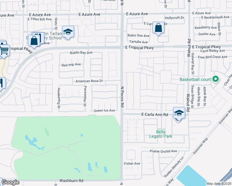 map of restaurants, bars, coffee shops, grocery stores, and more near 3417 Carolina Moon Avenue in North Las Vegas
