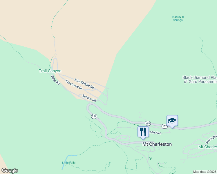 map of restaurants, bars, coffee shops, grocery stores, and more near 4858 Snow White Road in Mount Charleston