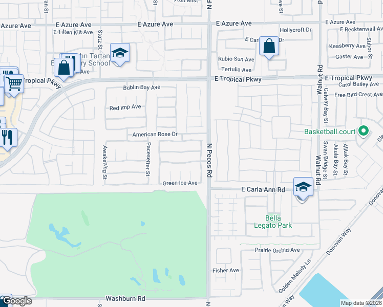 map of restaurants, bars, coffee shops, grocery stores, and more near 3405 Carolina Moon Avenue in North Las Vegas