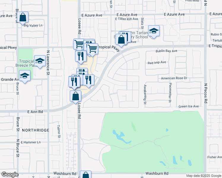 map of restaurants, bars, coffee shops, grocery stores, and more near 5716 Breckenridge Street in North Las Vegas